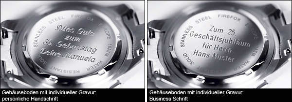 Uhren Gravieren Individuelle Gravur Fur Eine Firefox Herren Damen Uhr